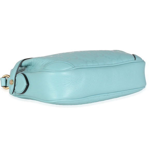 GUCCI Blue Wonka Grain Calfskin GG Monogram Star Embossed Crossbody - Picture 6 of 8